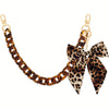 Leopard Print Acrylic Handbag Chain Strap with Bow Charm