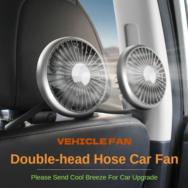 Ventilateur de voiture USB à double tête avec lumière LED réglable