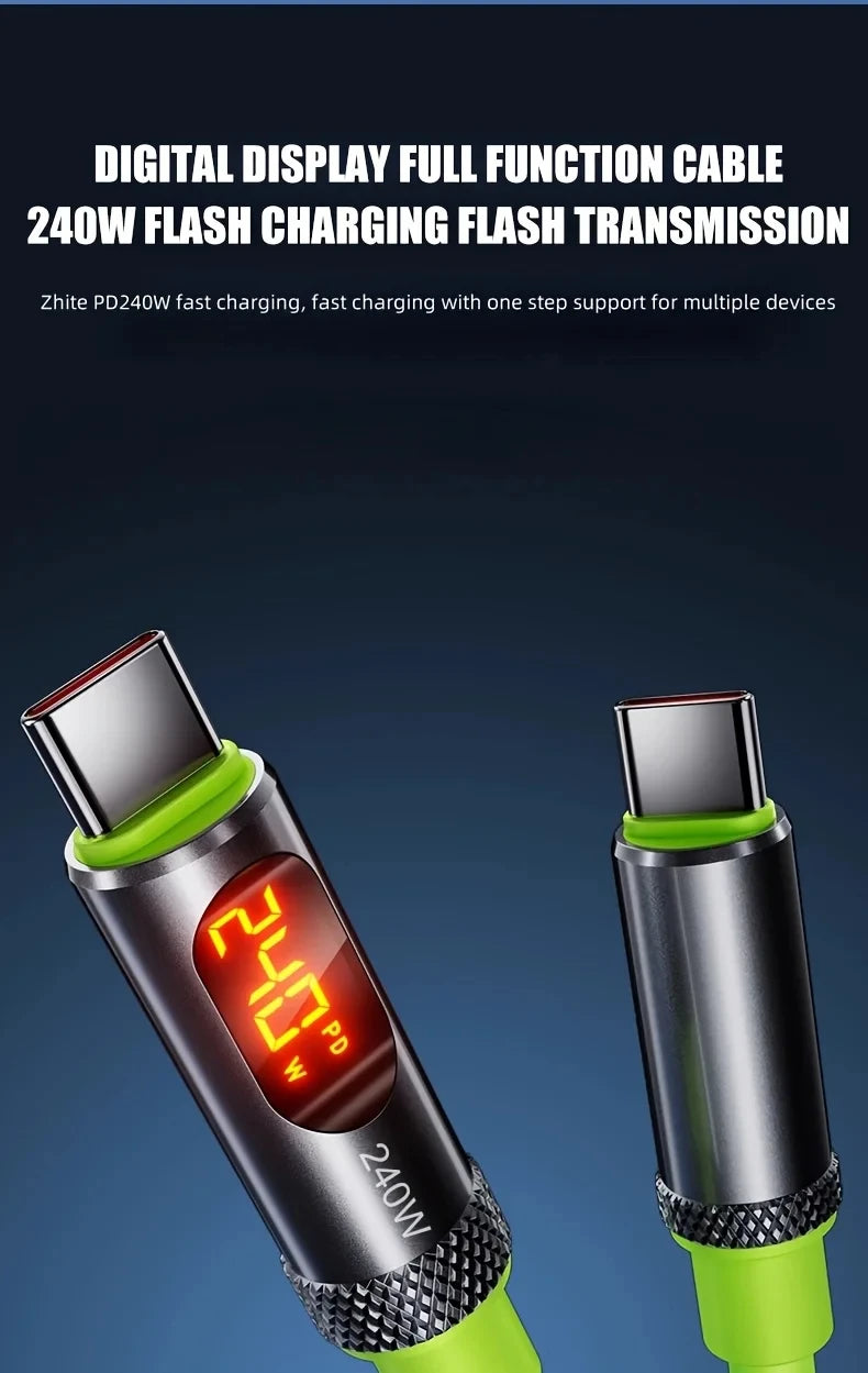 240W USB-C Fast Charging Cable with Digital Display