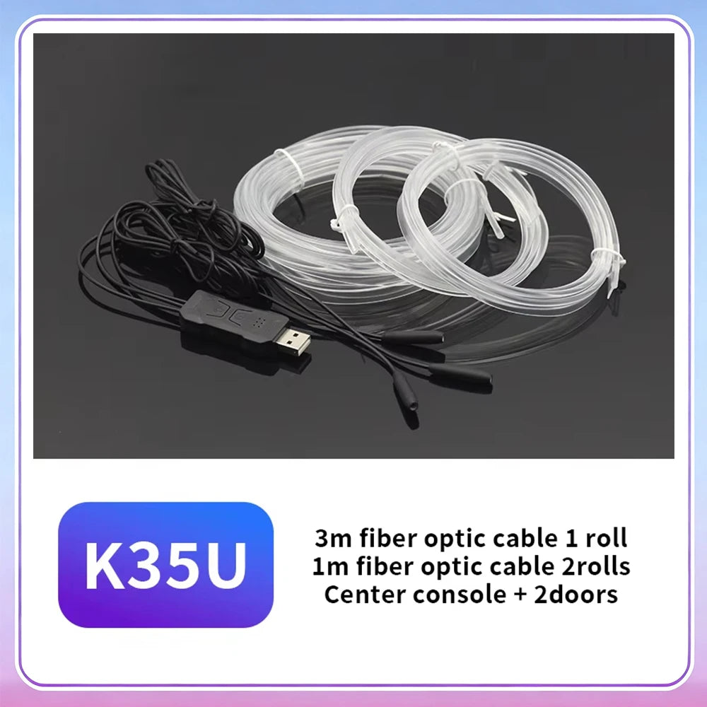 Rolls of 3m fiber optic cable for center console and two doors