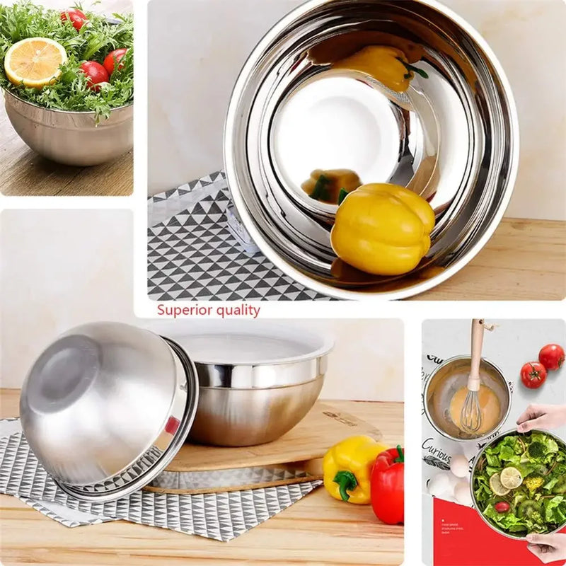 Juego de Bowls de Acero Inoxidable con Tapas Herméticas
