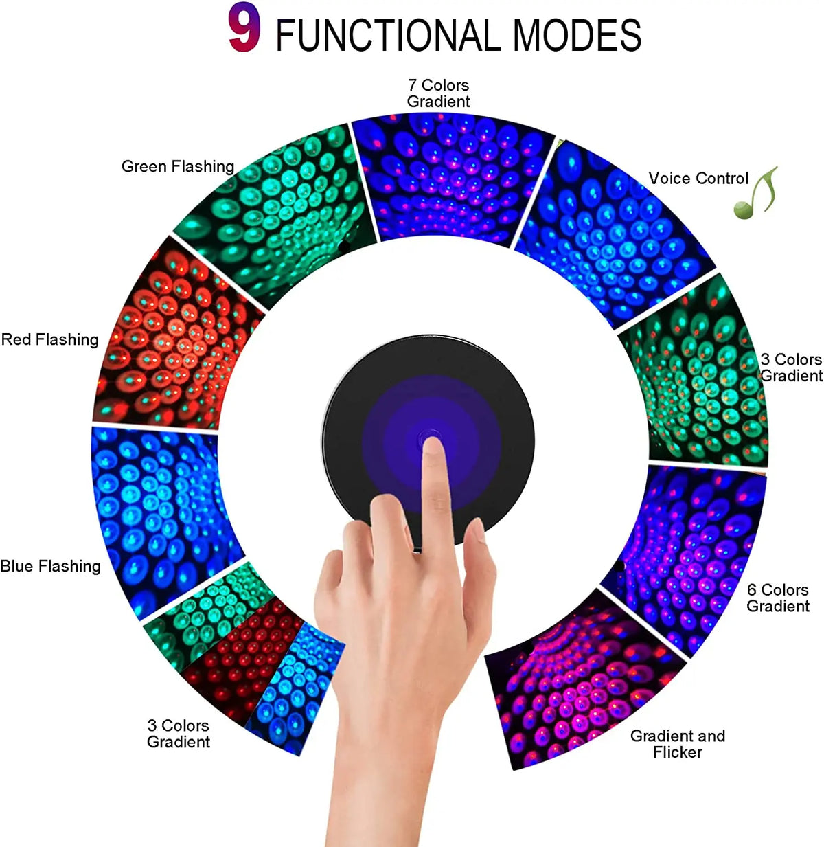 USB Music-Activated LED Projection Light with Flexible Neck