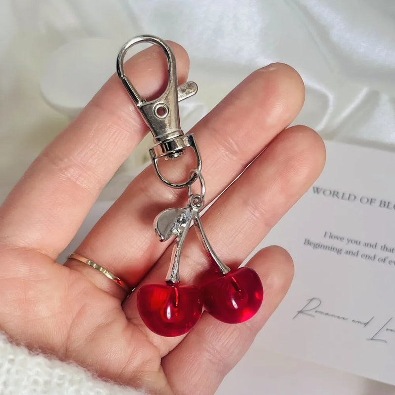 Glitter Cherry Keychain