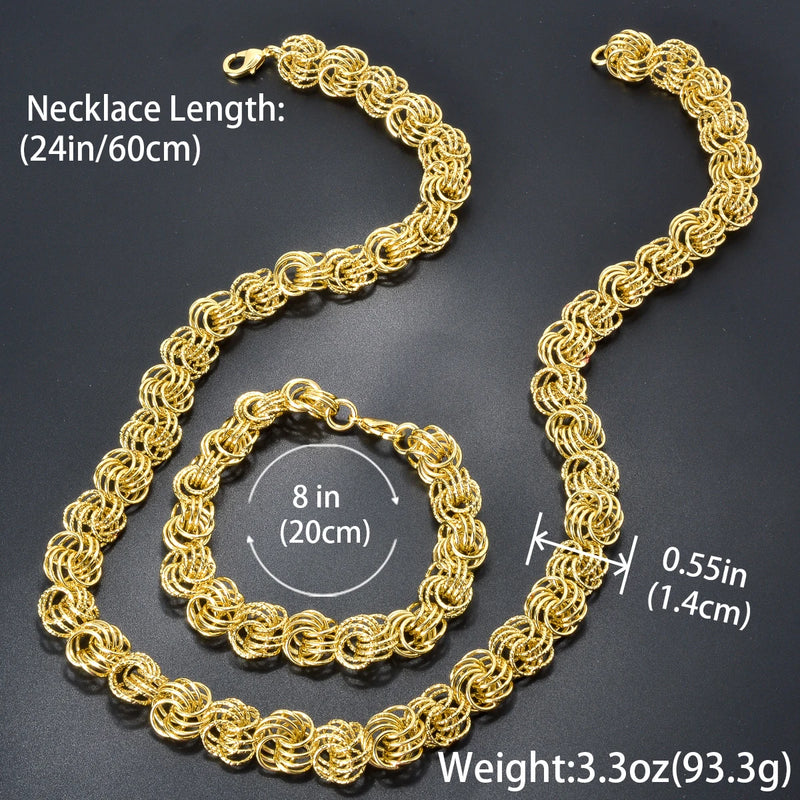 Set de Collar y Pulsera Cubana Chapada en Oro Italiano