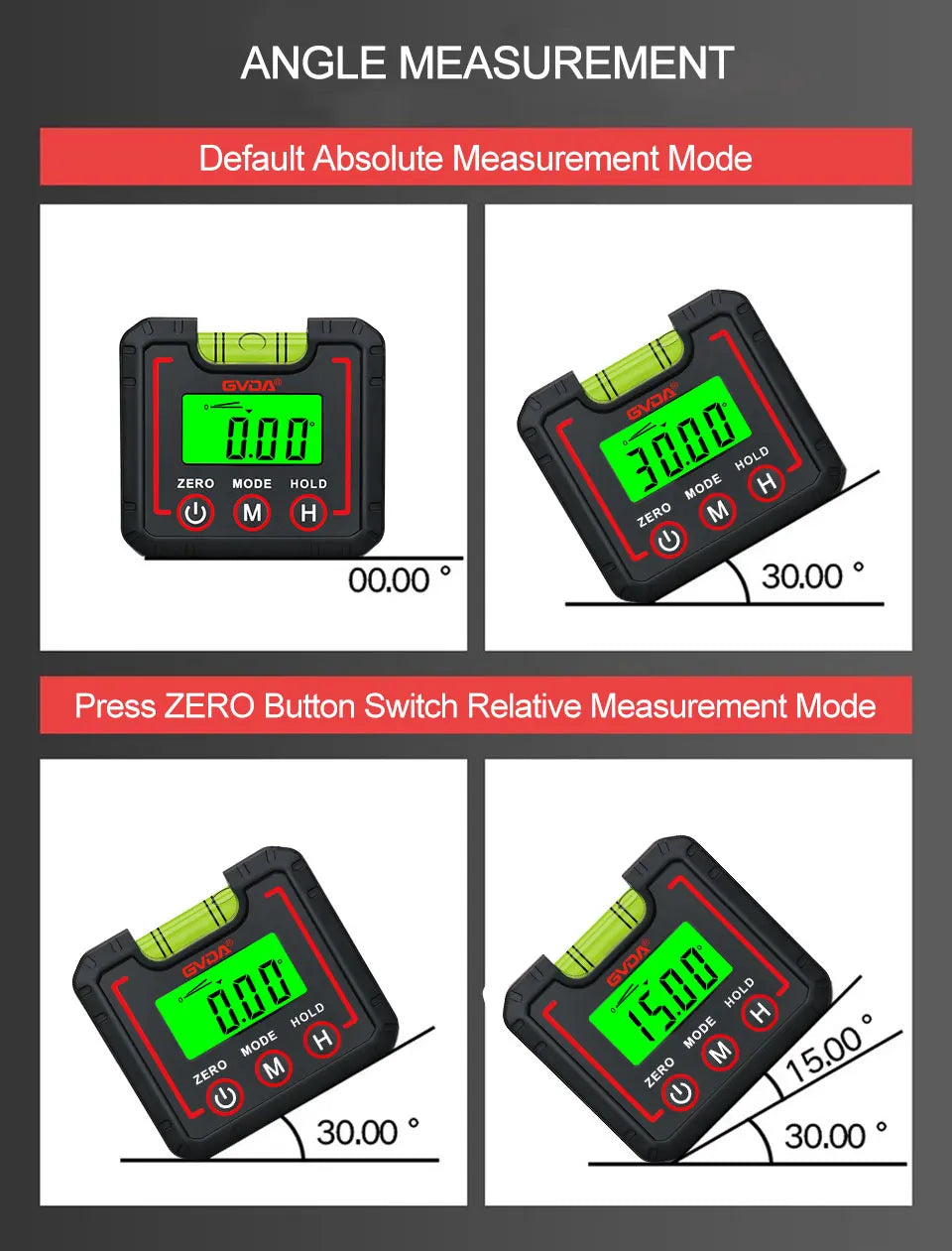 Digital Angle Gauge and Inclinometer with Magnetic Base