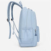 Light blue urban nylon backpack with adjustable straps and zippered compartments