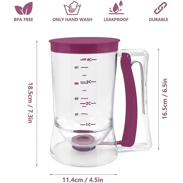 4-Cup Pancake Batter Dispenser with Measuring Guide
