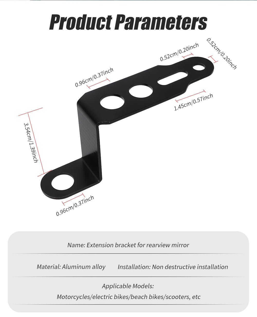 Motorcycle Z-Shaped Mirror Bracket for LED Light Mounting