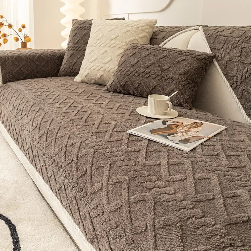 Plush Non-Slip Sofa Cover with Quilted Cotton