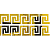 A decorative border made of yellow acrylic mirror wall stickers featuring a repeating Greek key pattern.