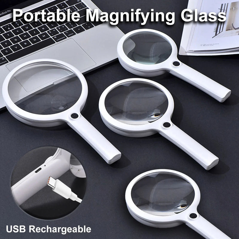 Rechargeable LED Handheld Magnifier with 3 Light Modes