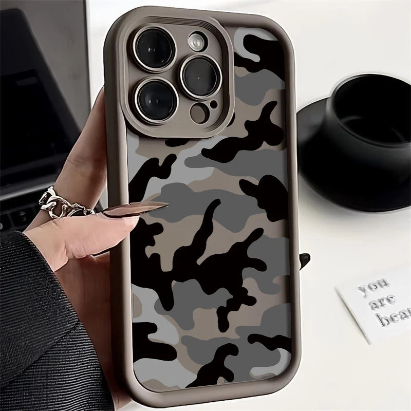 Camouflage Silicone Phone Case with Shock-Absorbing Protection