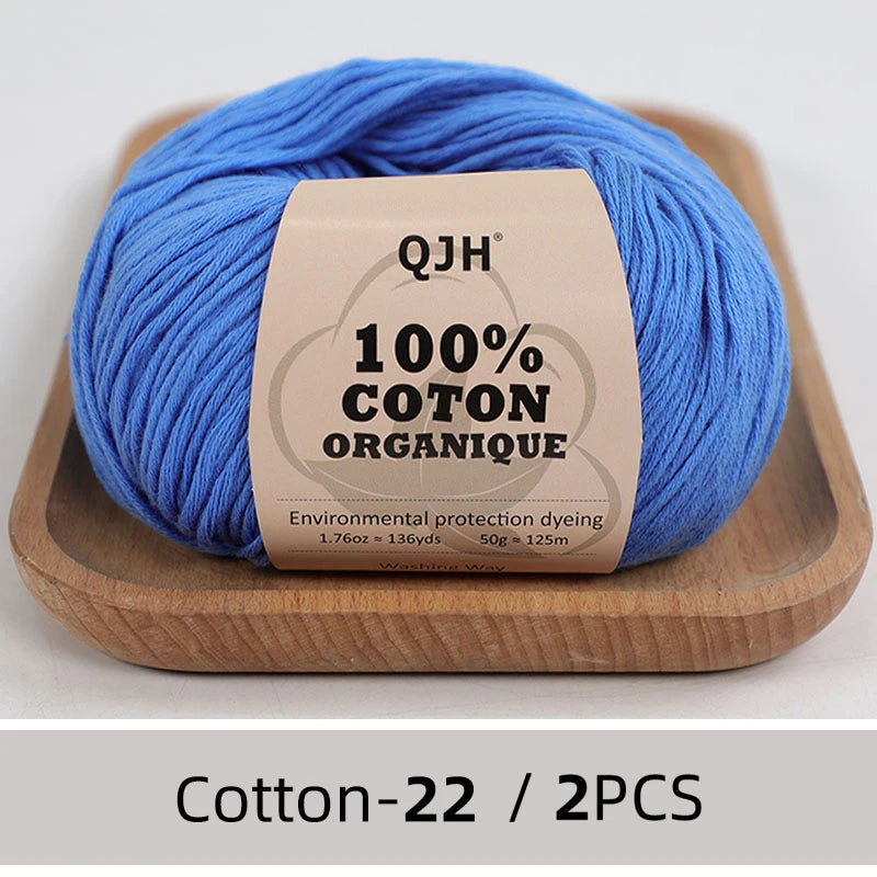 100% Organic Cotton Yarn for Knitting and Crocheting (2-Pack)