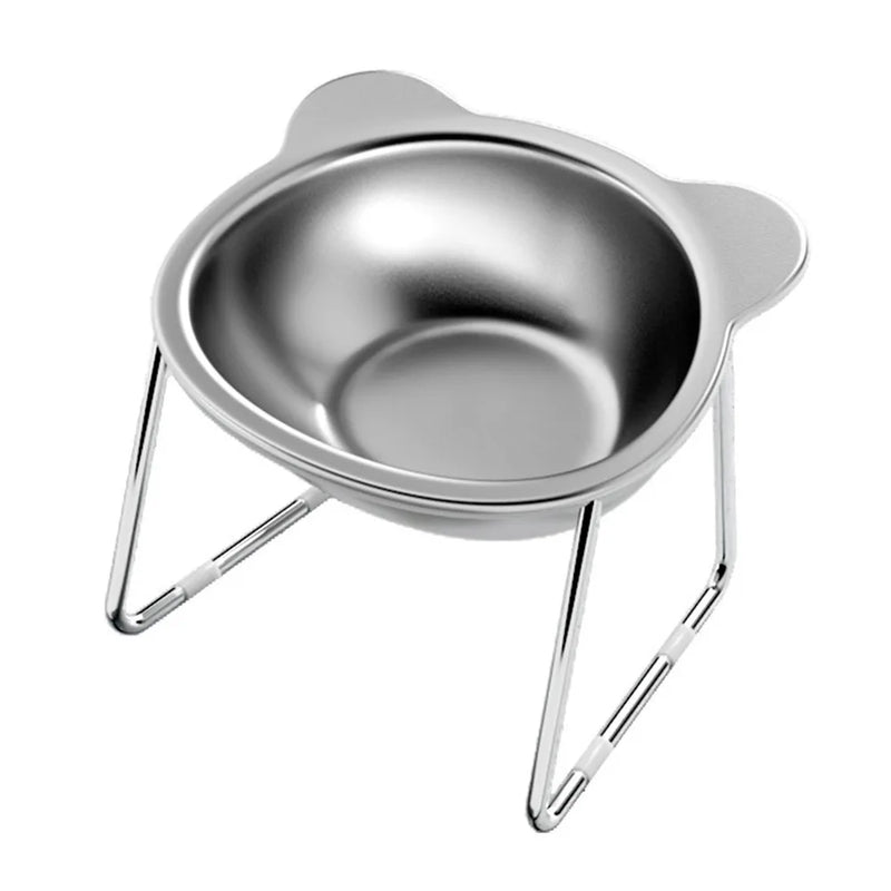 Elevated 15° Tilted Cat Food Bowl with Stainless Steel Insert