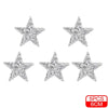 Five silver glitter rhinestone star patches for clothing and accessories