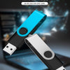 A blue and silver USB 2.0 high-speed pendrive is shown angled on a dark surface.