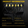 A black high-intensity LED spotlight headlight assembly with multiple yellow light sources and a flexible cable.