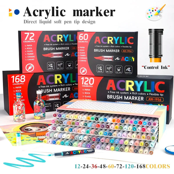 168-Farben Acrylfarbe-Marker-Set