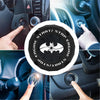 Close-up shots of a universal push start button cover with a supercar spin design on various car interiors.