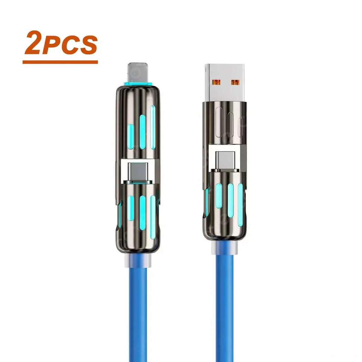 Two multi USB-C cables with fast charging and data sync capabilities shown side by side
