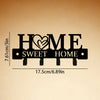 Black rustic iron wall hooks featuring the text HOME SWEET HOME and a heart design for organization