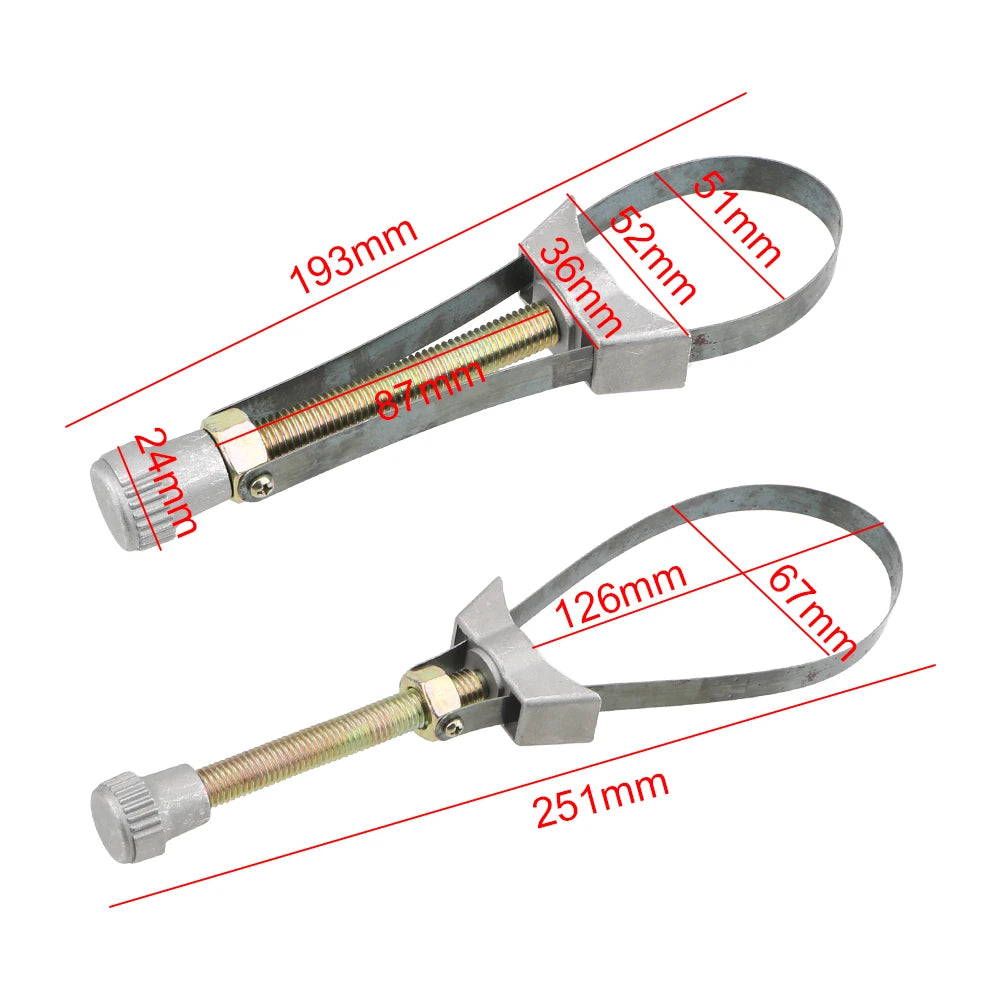 Adjustable Steel Strap Wrench for Oil Filter Removal (60-120mm)