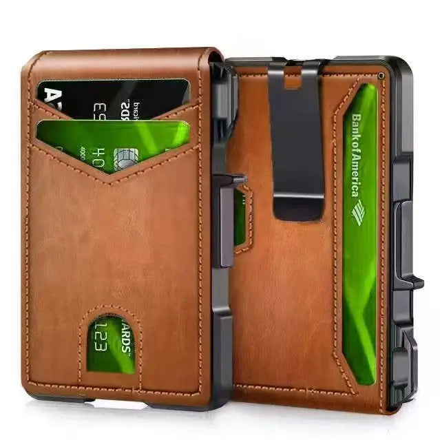 Slim RFID-Blocking Metal Wallet with Money Clip