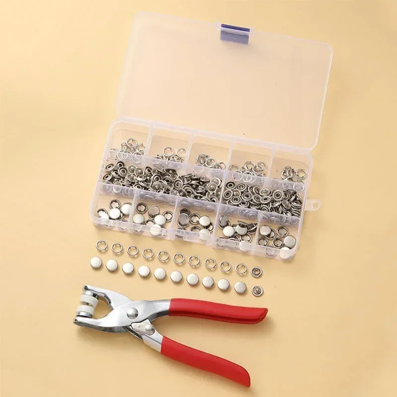 Metal Snap Button Kit with Pliers Tool Set