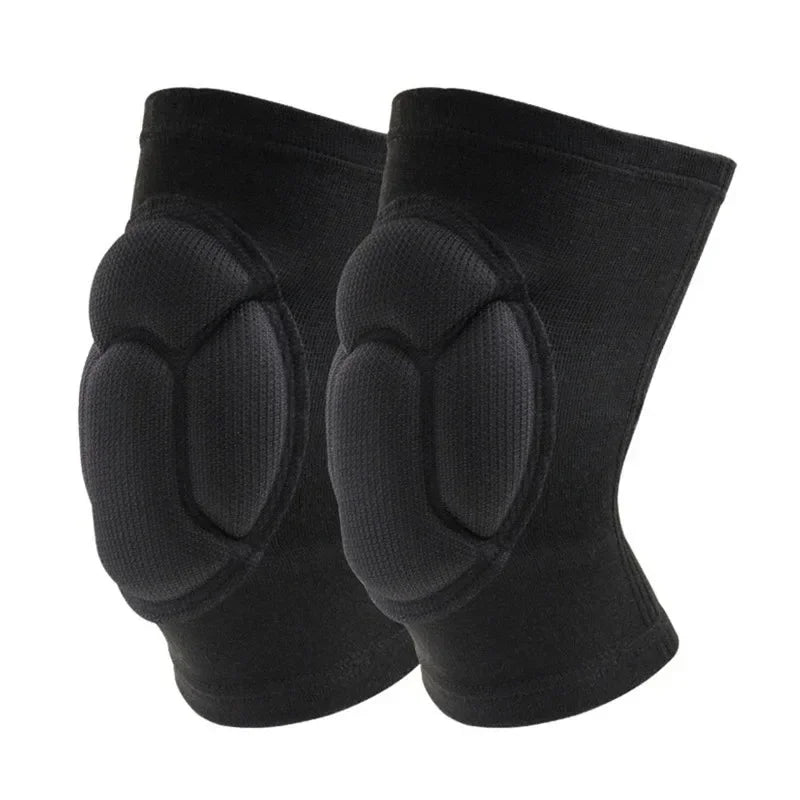 A pair of black thickened sports knee pads with non-slip support braces.