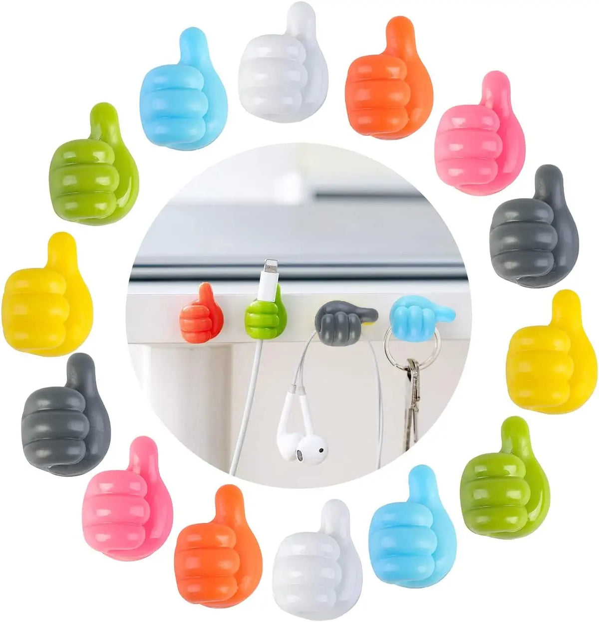 Silicone Thumb Wall Hooks for Cable Management and Organizing