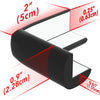A black soft baby corner guard is shown in a profile view with dimensions marked.