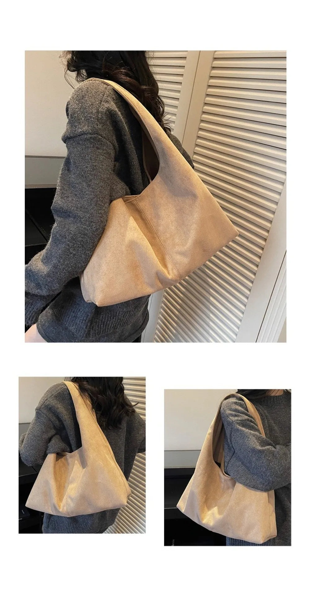 Retro Suede Shoulder Bag with Large Capacity