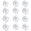 A set of twelve decorative metal napkin rings featuring a hollow-out floral pattern.