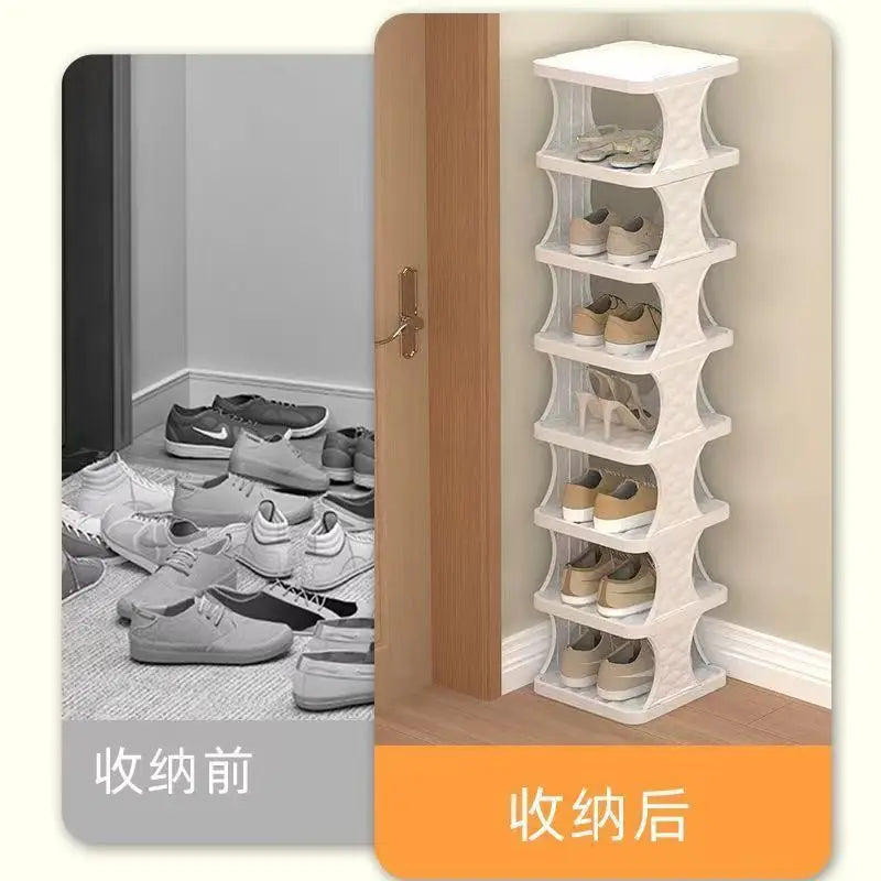 Space-Saving Plastic Shoe Rack for Entryway & Closet