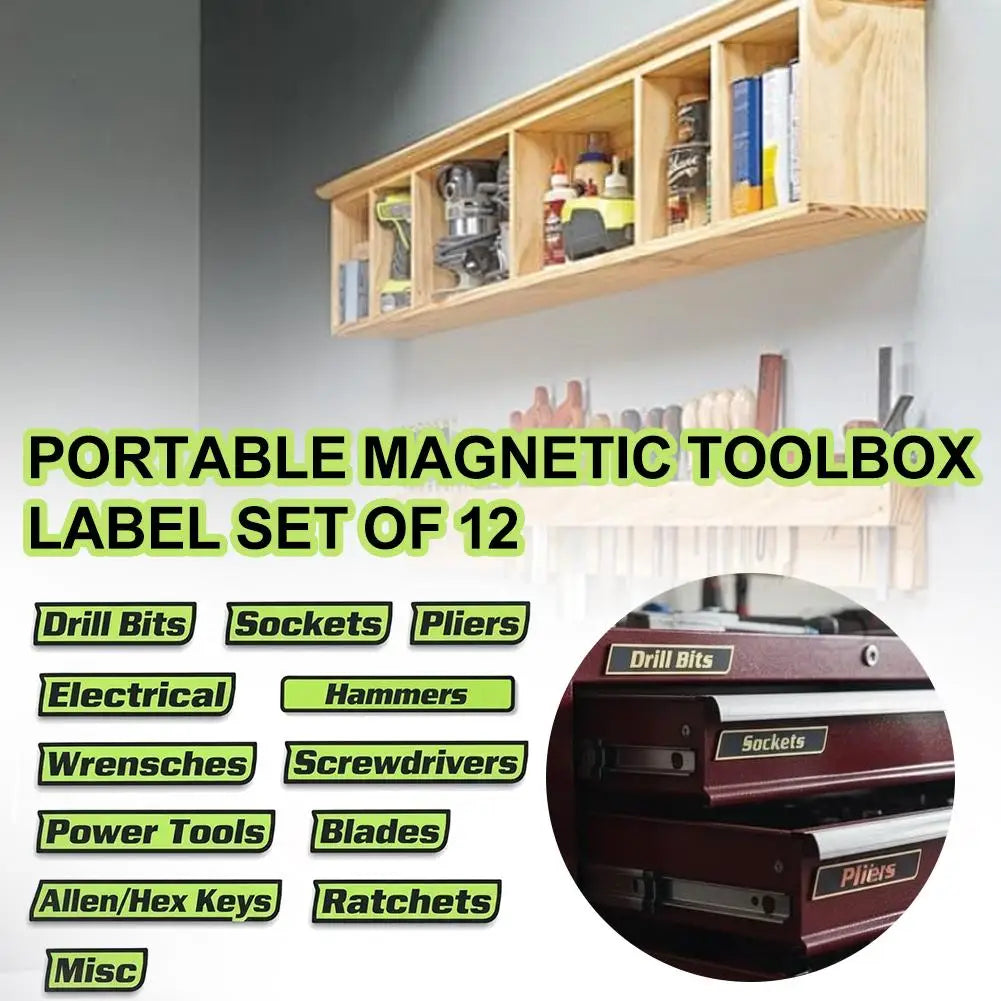 Magnetic Toolbox Organizer Labels Set
