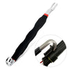 A black automotive electrical terminal connector removal tool with silver tips and a black insulated handle.