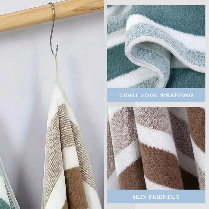 Extra Large Striped Coral Fleece Bath Towel