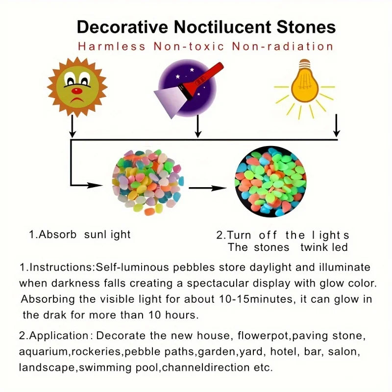 Glow-in-the-Dark Resin Pebbles for Garden & Landscape Lighting