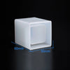 A white silicone jewelry box resin mold with a lid, shown from above with dimensions marked.