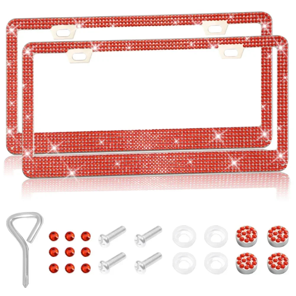 Crystal Rhinestone License Plate Frame for Cars