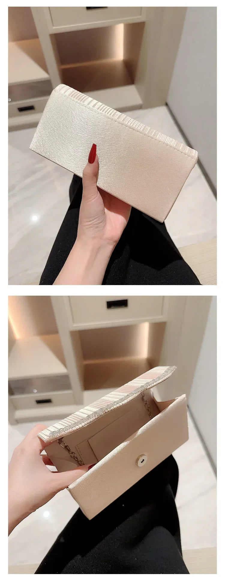 Glitter Envelope Clutch with Chain Strap
