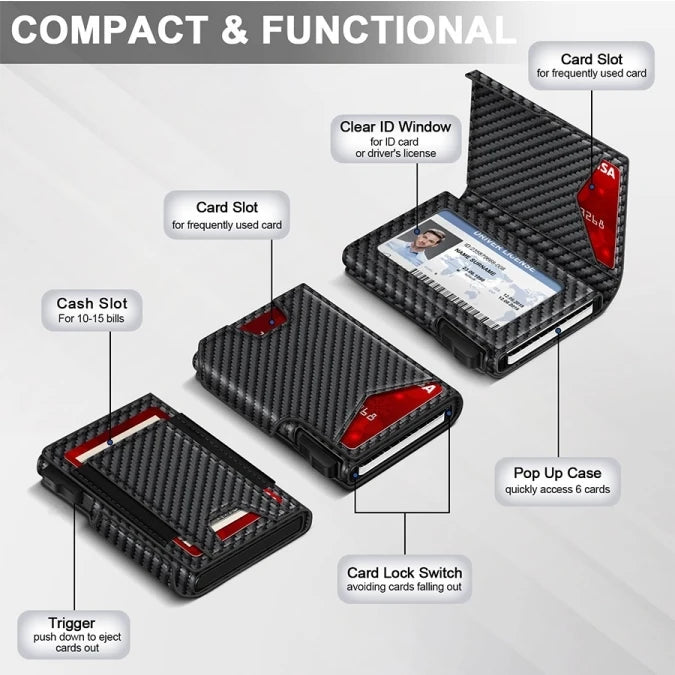 Men's Slim Bifold Wallet with Magnetic Closure and RFID Protection