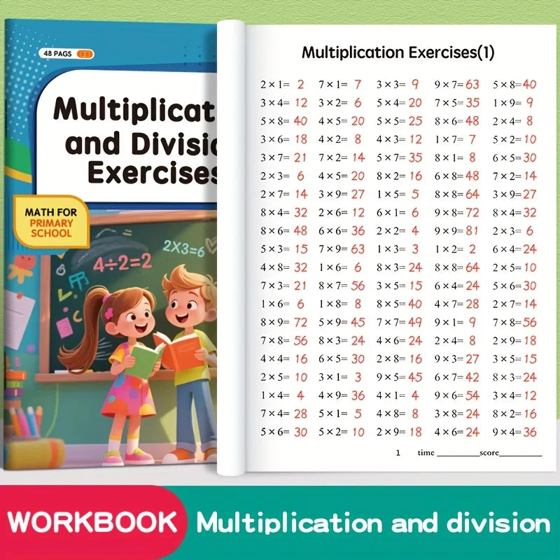 48-Page Multiplication & Division Workbook for Kids