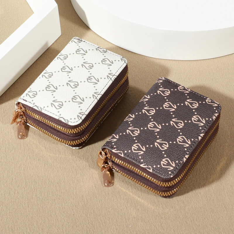 Vintage Zippered Card Holder Wallet with Coin Pocket