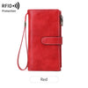 Vintage RFID-Blocking Long Wallet with Wristlet Strap