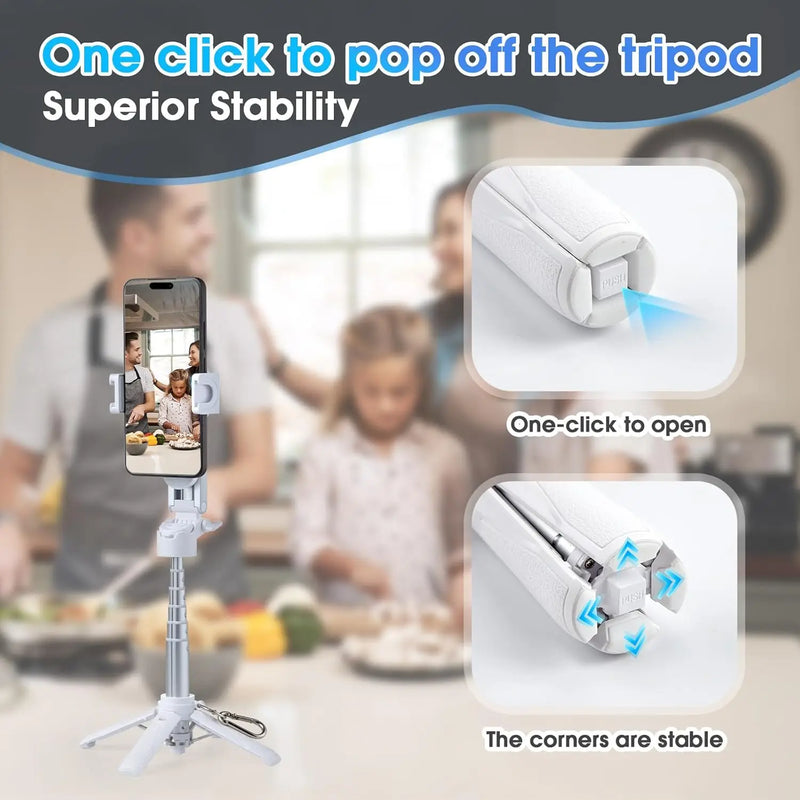 Compact Magnetic Selfie Stick Tripod with Bluetooth Remote