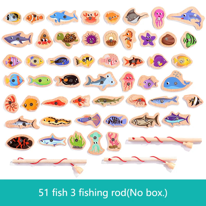 Montessori Wooden Magnetic Fishing Toy for Kids – Educational Marine Life Game