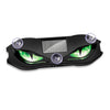 A black solar-powered devil eye LED rear window warning light with green accents and a solar panel.