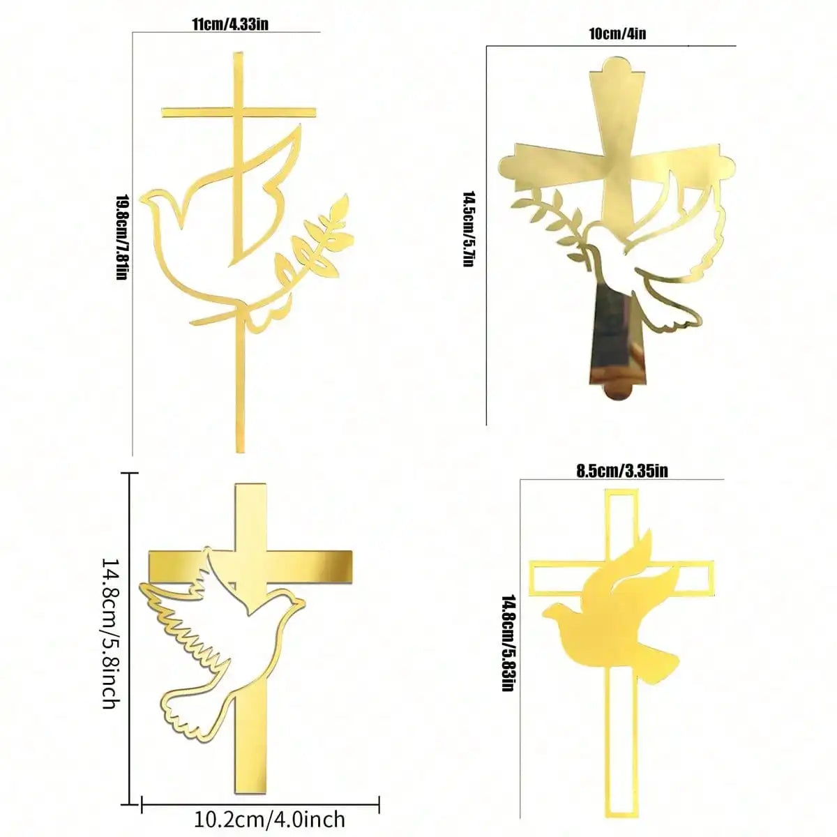 Elegant Gold Acrylic Cross Cake Toppers for Religious Celebrations