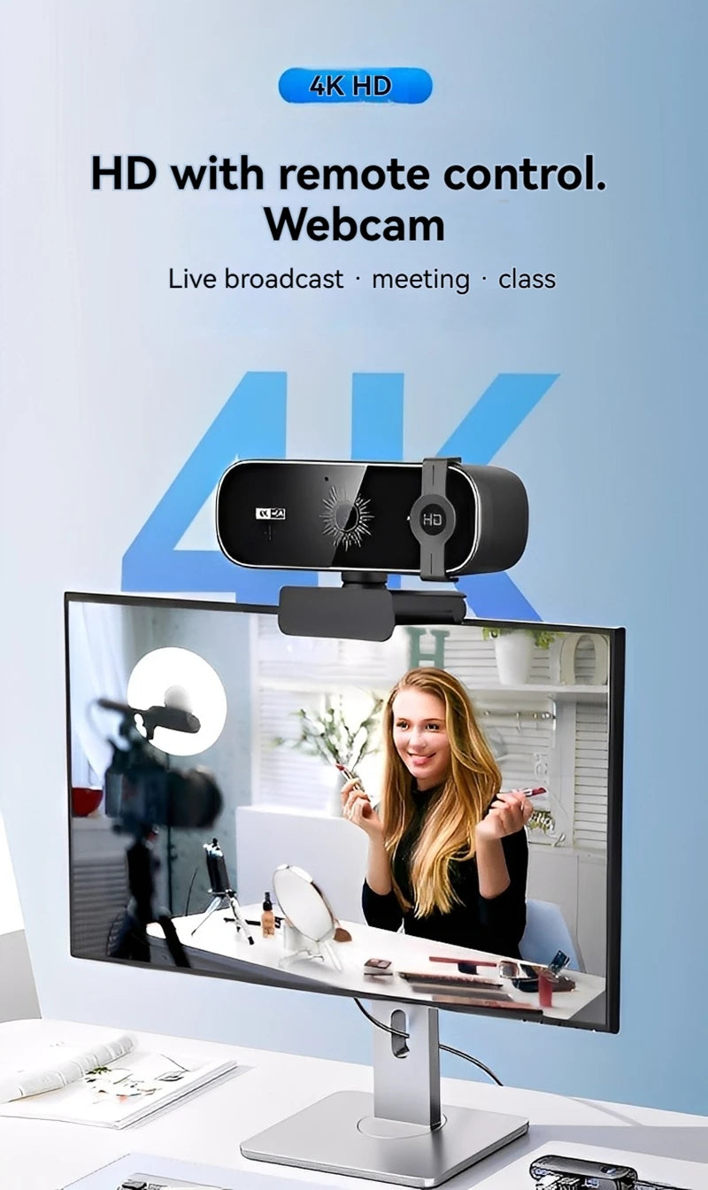 4K Webcam with Autofocus, Remote Control & Privacy Cover